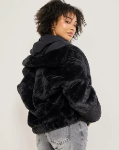 Jackets & Coats*Ava And Ever Kick On Faux Fur Jacket Black