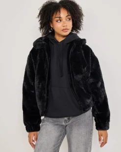 Jackets & Coats*Ava And Ever Kick On Faux Fur Jacket Black