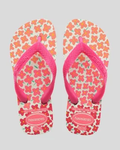 Flip Flops*Havaianas Kids' Flores Thongs White/pink Flux
