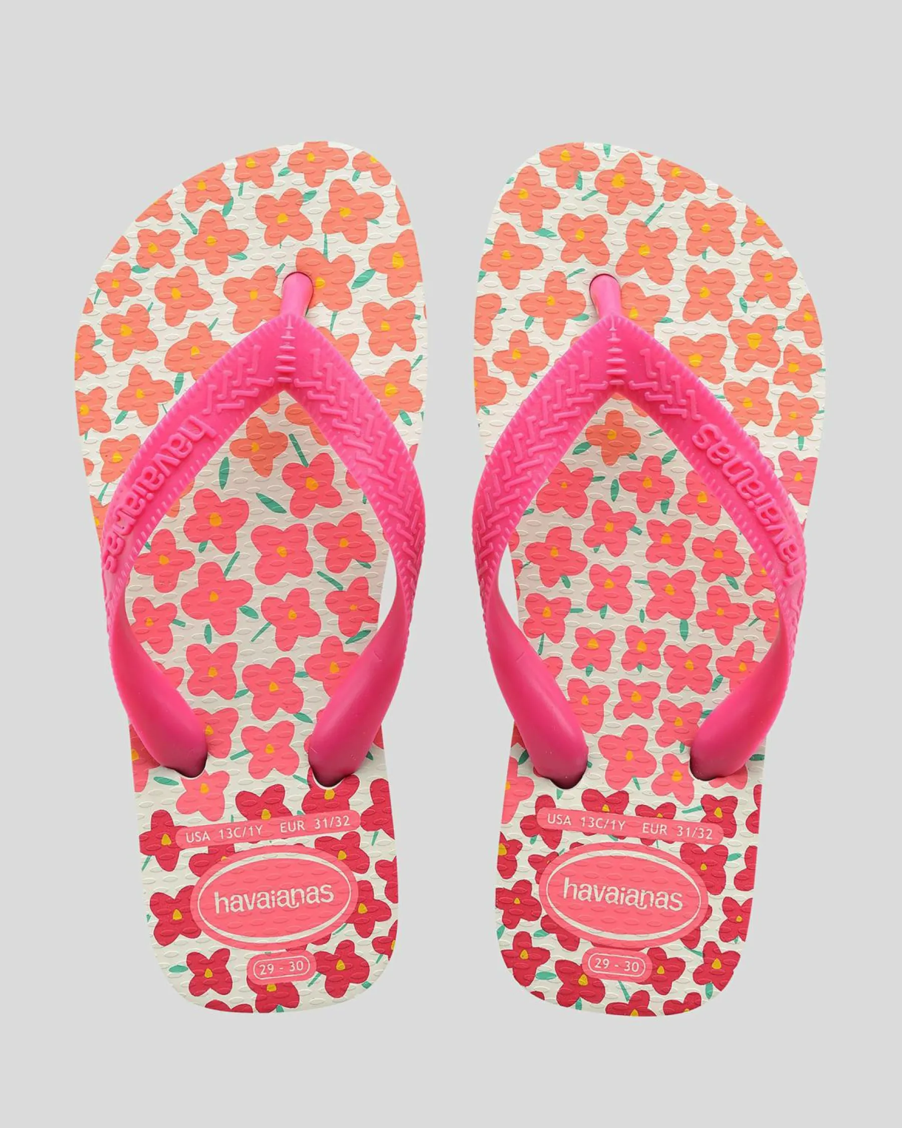 Flip Flops*Havaianas Kids' Flores Thongs White/pink Flux