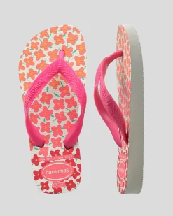 Flip Flops*Havaianas Kids' Flores Thongs White/pink Flux