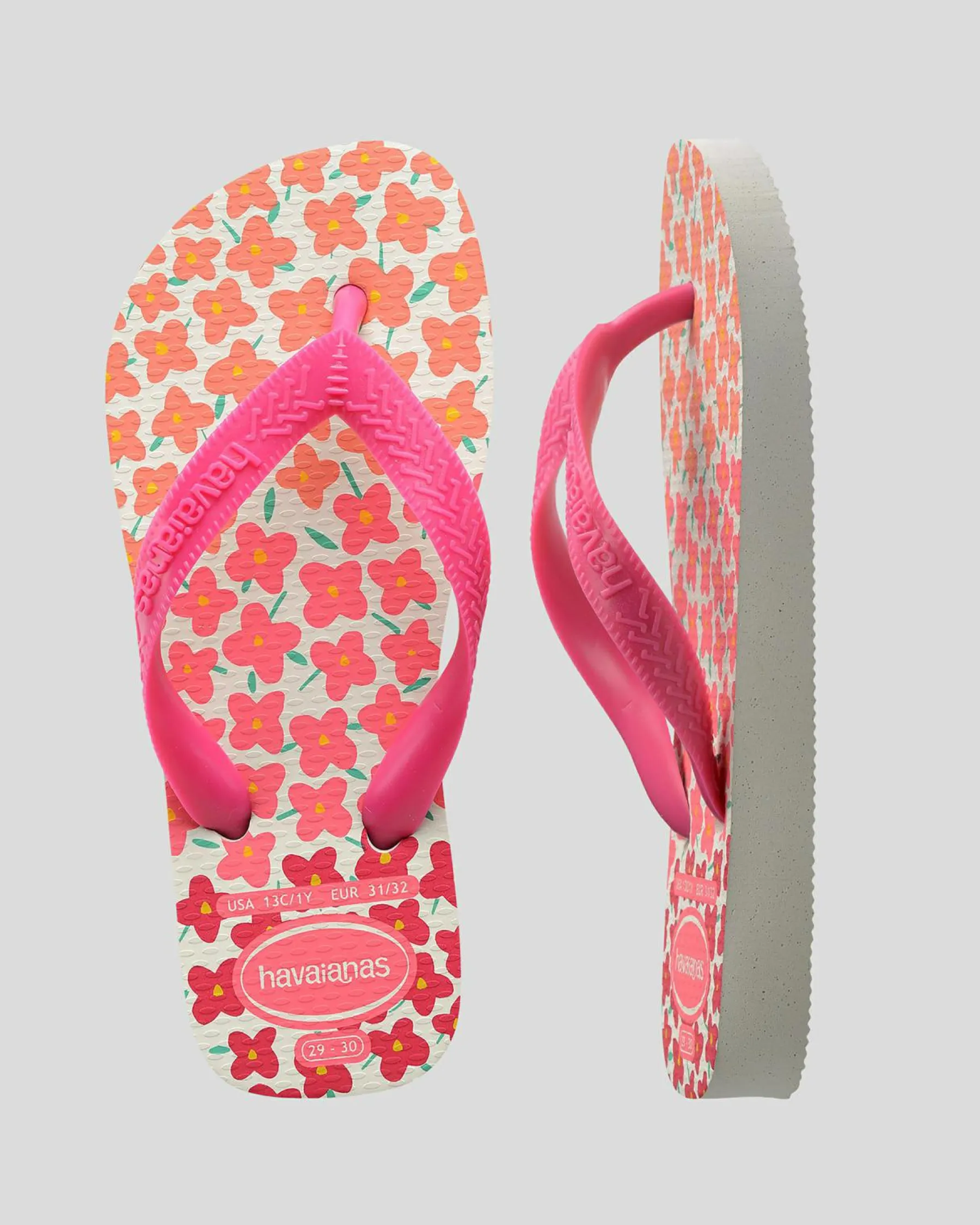 Flip Flops*Havaianas Kids' Flores Thongs White/pink Flux
