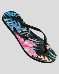 Flip Flops*Havaianas Kids' Slim Floral Palm Thongs Black