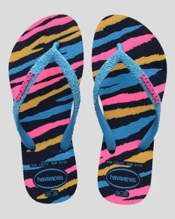 Flip Flops*Havaianas Kids' Slim Glitter Thongs Navy Blue/turquoise