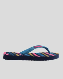 Flip Flops*Havaianas Kids' Slim Glitter Thongs Navy Blue/turquoise