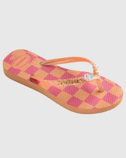 Flip Flops*Havaianas Kids' Slim Glitter Thongs Peach