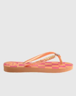 Flip Flops*Havaianas Kids' Slim Glitter Thongs Peach