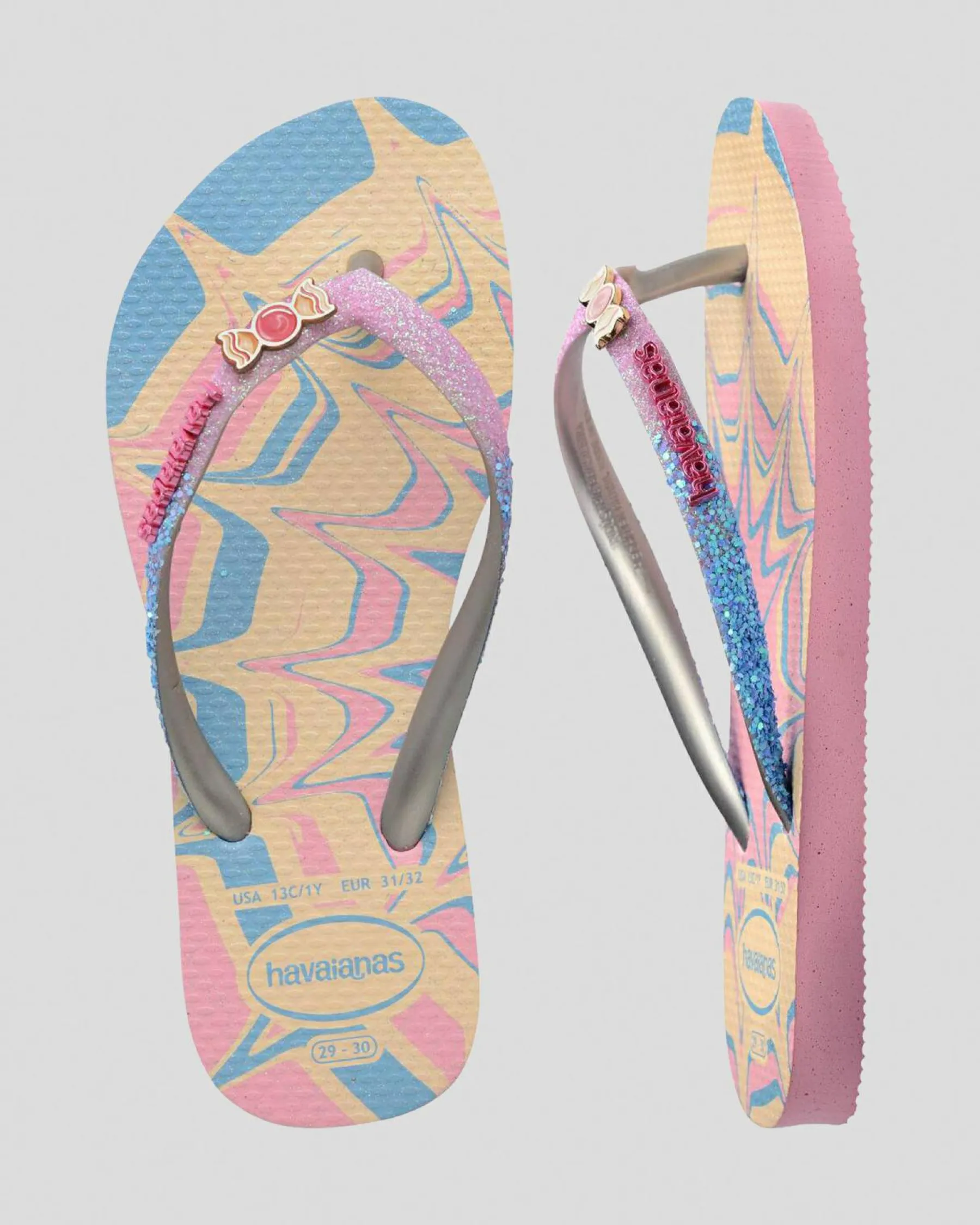 Flip Flops*Havaianas Kids' Slim Glitter Thongs Pink Glow