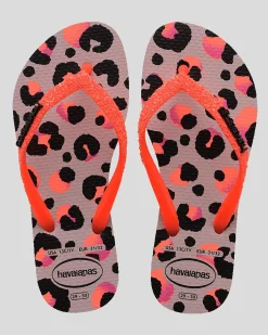 Flip Flops*Havaianas Kids' Slim Glitter Thongs Peony Rose/black