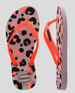 Flip Flops*Havaianas Kids' Slim Glitter Thongs Peony Rose/black