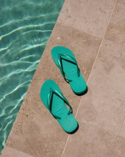 Flip Flops*Havaianas Kids' Slim Metallic Thongs Virtual Green