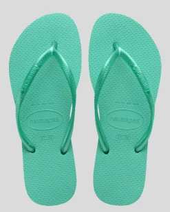 Flip Flops*Havaianas Kids' Slim Metallic Thongs Virtual Green