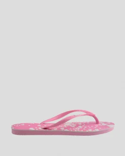 Flip Flops*Havaianas Kids' Slim Mini Hearts Thongs Pink/white