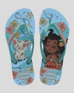 Flip Flops*Havaianas Kids' Slim Princess Moana Thongs Blue/blue