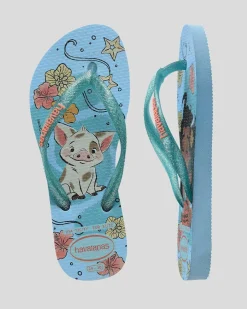 Flip Flops*Havaianas Kids' Slim Princess Moana Thongs Blue/blue