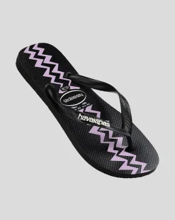 Flip Flops & Sandals*Havaianas Kids' Top Electric Thongs Black/purple