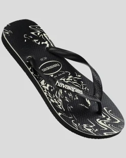 Flip Flops & Sandals*Havaianas Kids' Top Marble Thongs Black/black/white