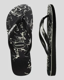 Flip Flops & Sandals*Havaianas Kids' Top Marble Thongs Black/black/white