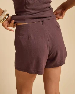 Sets|Linen Blend*Mooloola Kira Vanessa Shorts Espresso