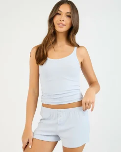 Bottoms*Malibu Lounge Kissing Booth Boxer Shorts Light Blue