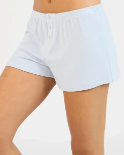 Bottoms*Malibu Lounge Kissing Booth Boxer Shorts Light Blue