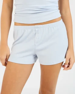 Bottoms*Malibu Lounge Kissing Booth Boxer Shorts Light Blue