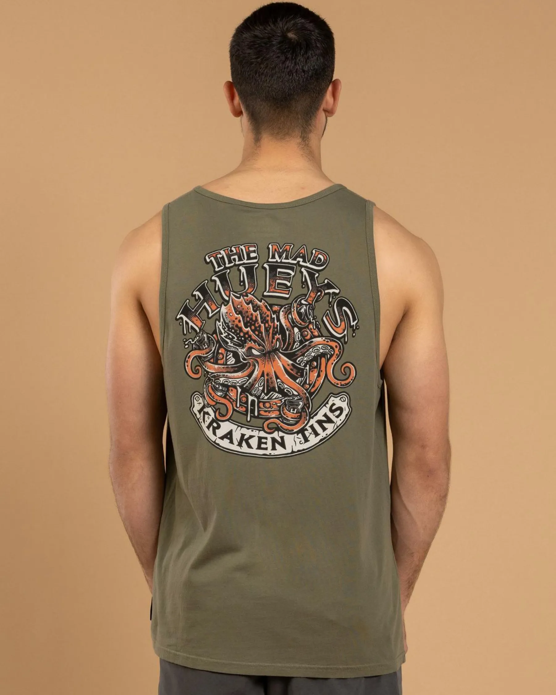 Tops & T-Shirts*The Mad Hueys Kraken Port Hole Singlet Tank Olive