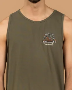 Tops & T-Shirts*The Mad Hueys Kraken Port Hole Singlet Tank Olive