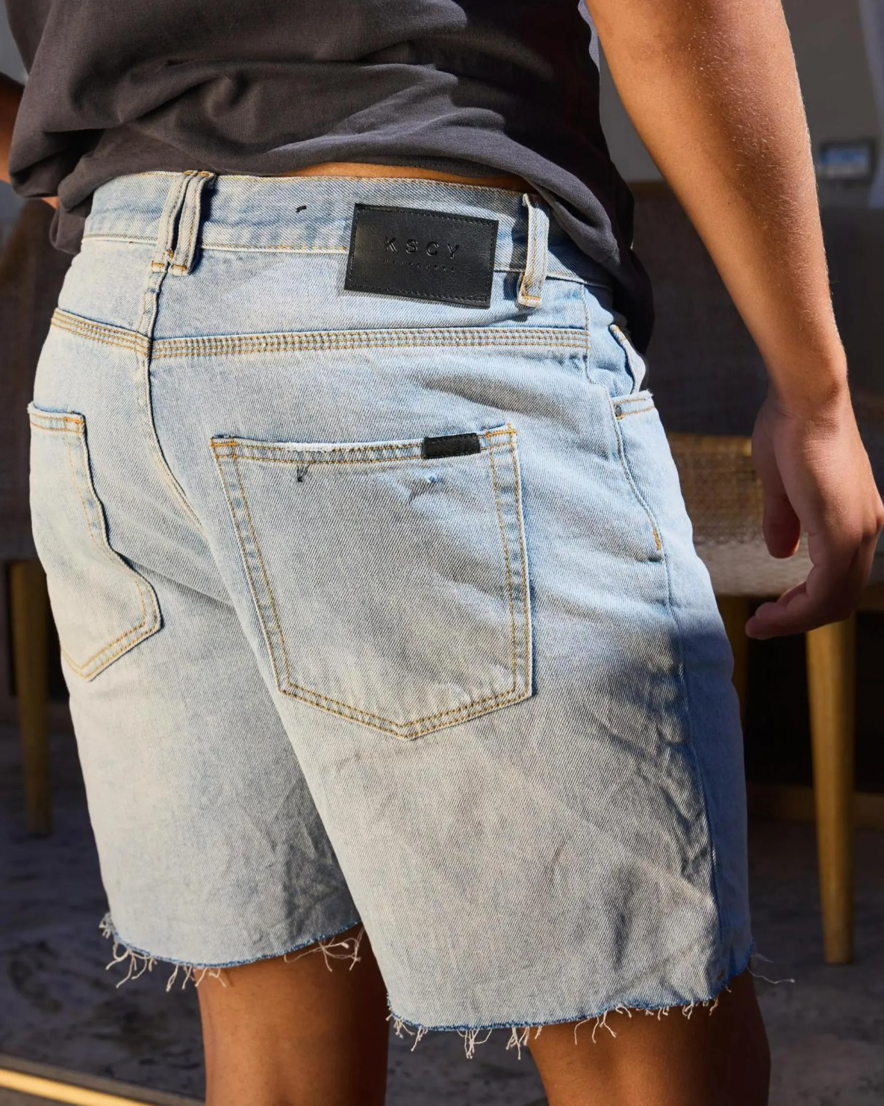 Denim|Shorts & Bottoms*Kiss Chacey KS5 Slim Denim Shorts Sunbleached Blue