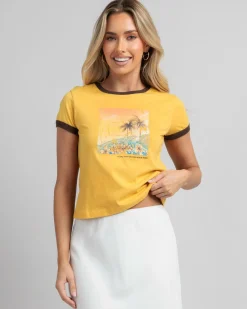 Tops*Rusty La Cabana Contrast Ringer Mini T-Shirt Lemon Yellow