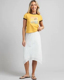 Tops*Rusty La Cabana Contrast Ringer Mini T-Shirt Lemon Yellow