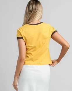 Tops*Rusty La Cabana Contrast Ringer Mini T-Shirt Lemon Yellow