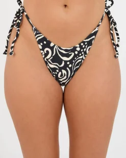 Bikinis*Billabong La Isla Tie Side Skimpy Hike Bikini Bottom Black Pebble