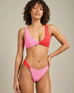 Bikinis*Roxy Lagos High Leg Cheeky Bikini Bottom Tomato
