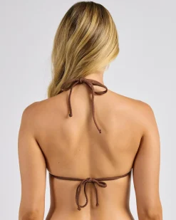 Bikinis*Roxy Lagos Tiki Triangle Bikini Top Fondue Fudge