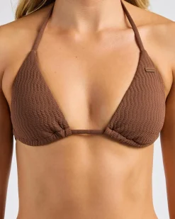 Bikinis*Roxy Lagos Tiki Triangle Bikini Top Fondue Fudge