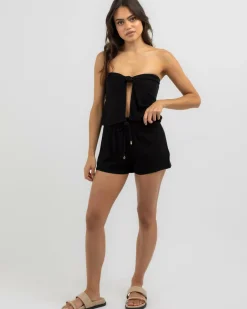 Sets|Linen Blend*Ava And Ever Laguna Shorts Black