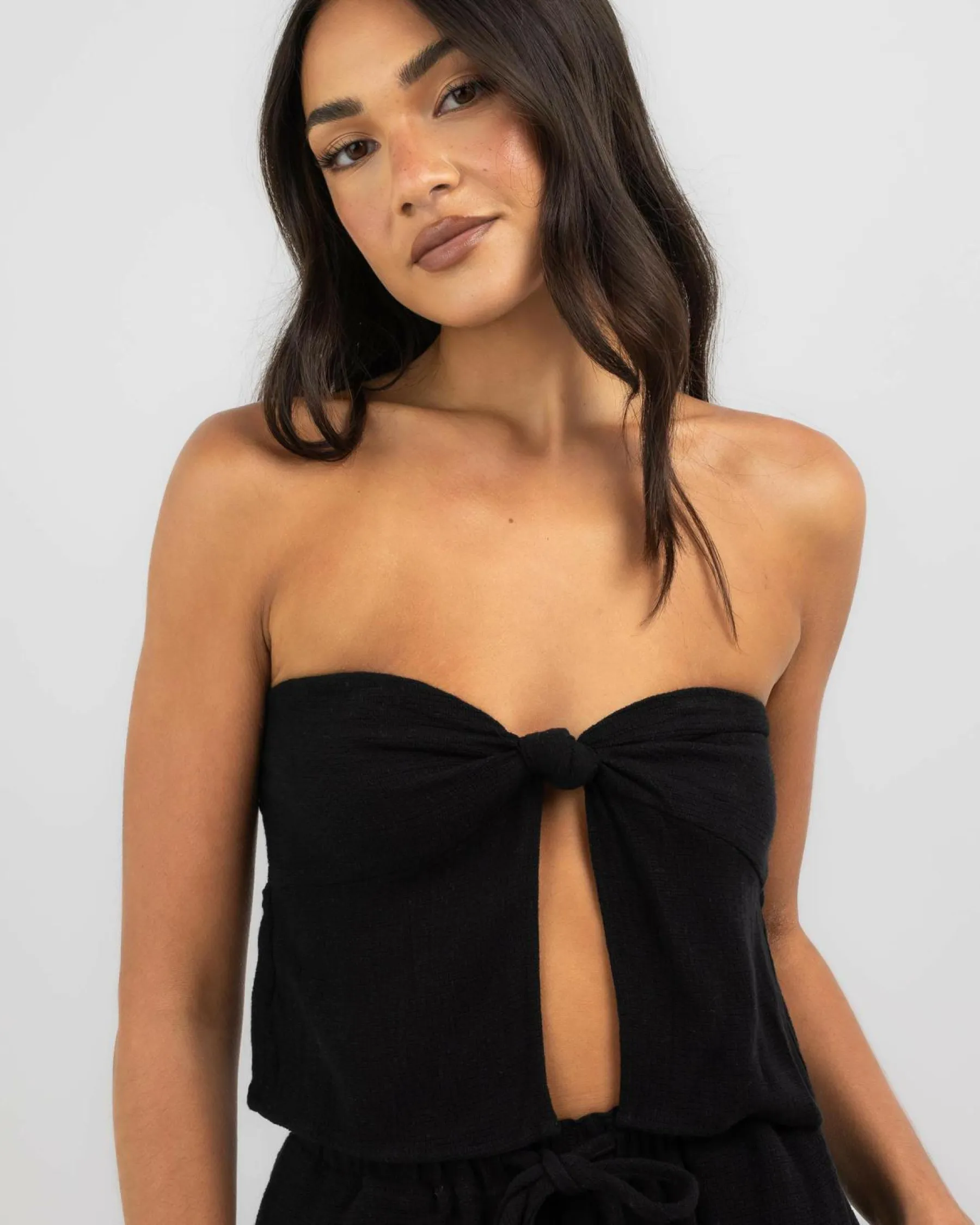Sets|Linen Blend*Mooloola Laguna Tube Top Black