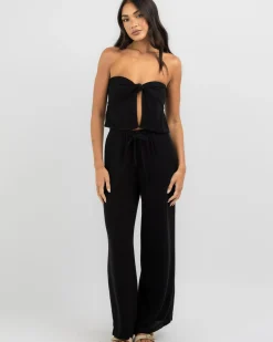 Sets|Linen Blend*Mooloola Laguna Tube Top Black
