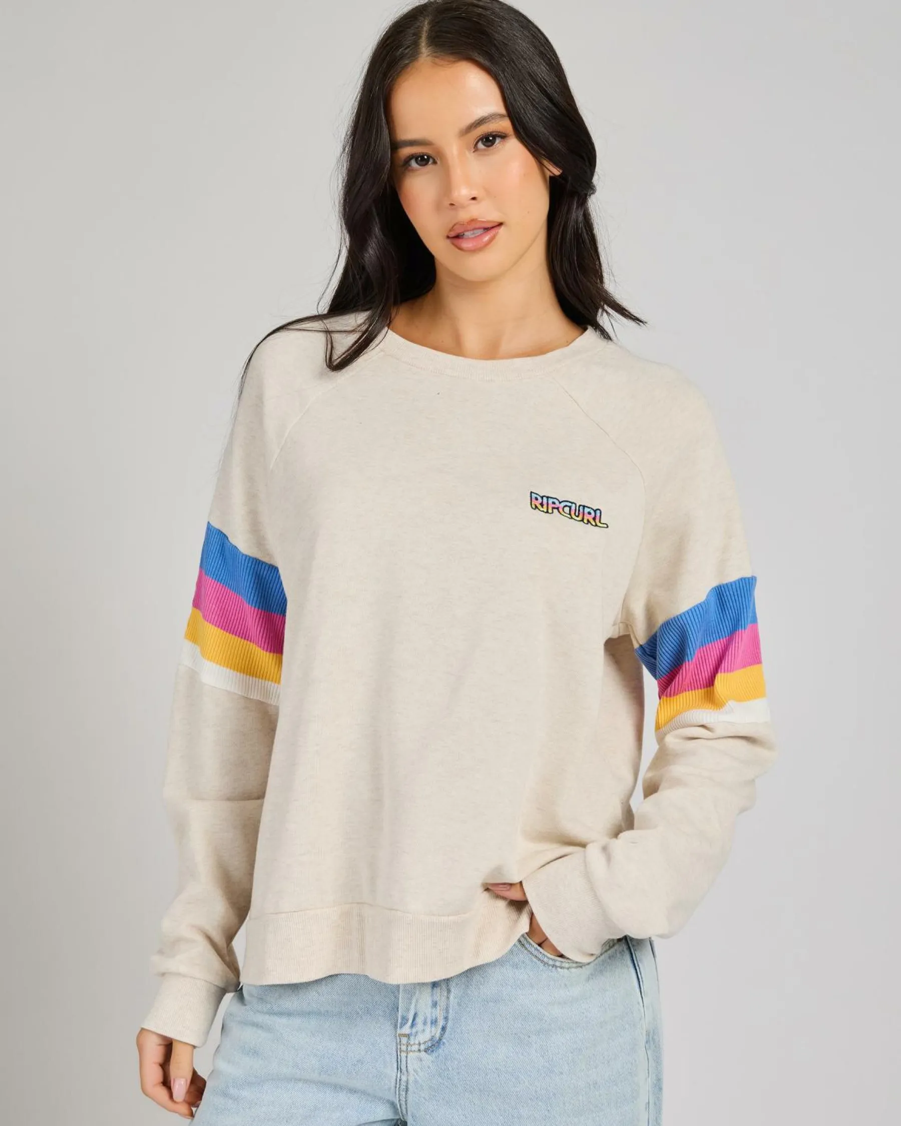 Jumpers & Hoodies*Rip Curl Las Dalias Raglan Sweatshirt Oatmeal Marle