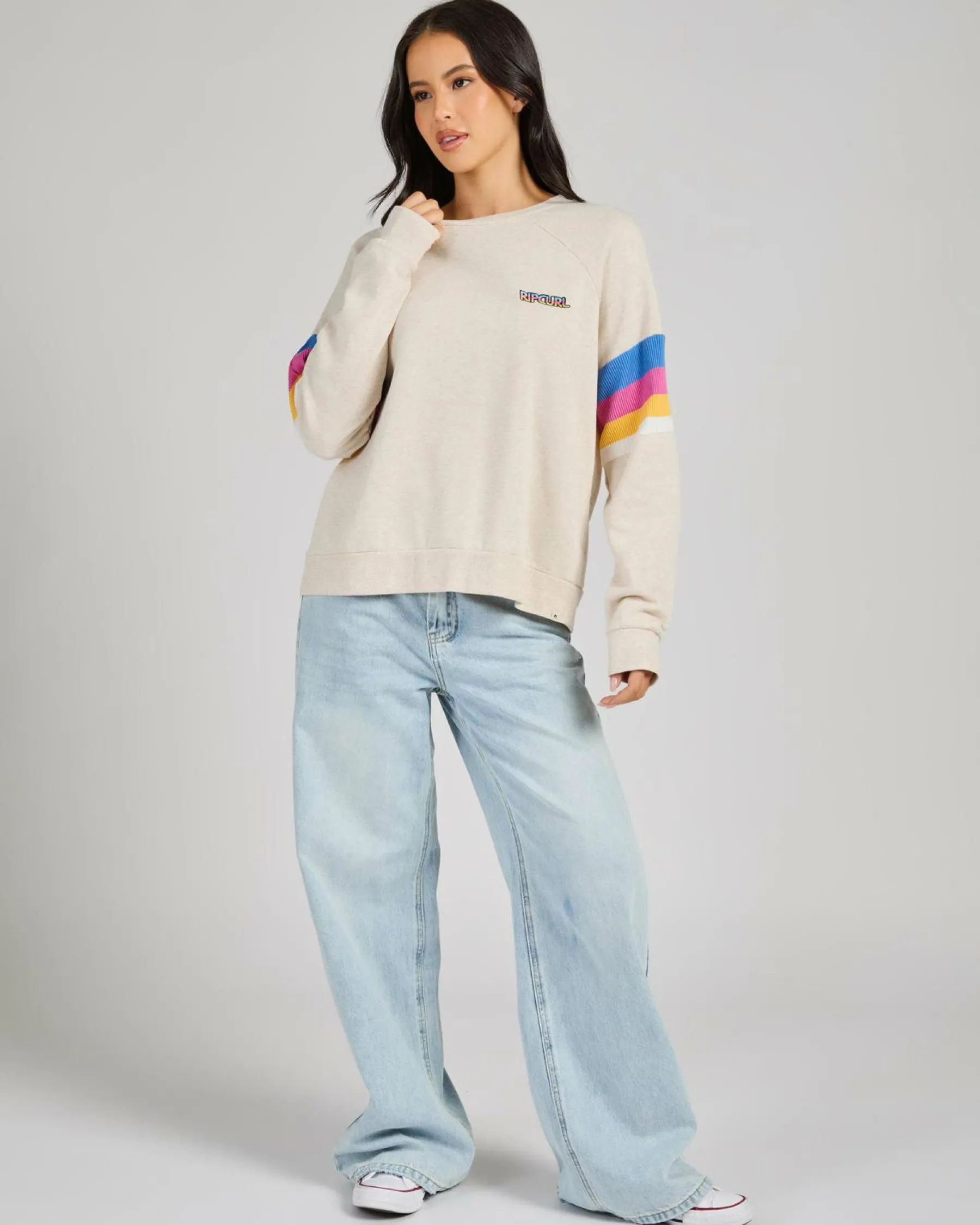 Jumpers & Hoodies*Rip Curl Las Dalias Raglan Sweatshirt Oatmeal Marle