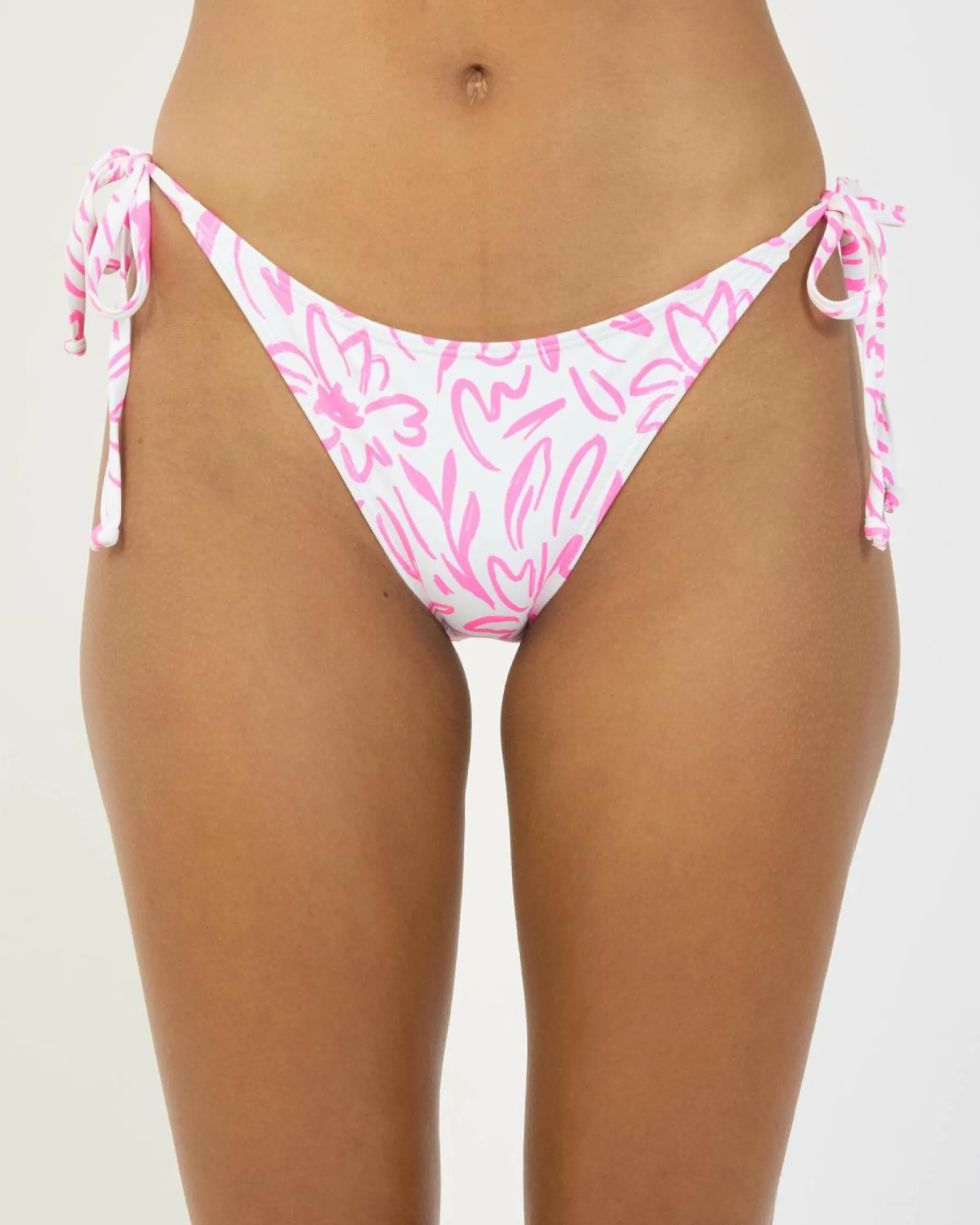 Bikinis*Kaiami Laura Classic Tie Bikini Bottom White/pink