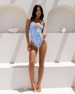 One Pieces*Kaiami Laura One Piece Swimsuit Blue/white