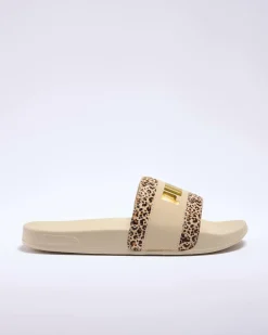 Slides*Puma Leadcat 2.0 Animal Flair Slide Sandals Alpine Snow-puma Gold