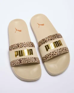Slides*Puma Leadcat 2.0 Animal Flair Slide Sandals Alpine Snow-puma Gold