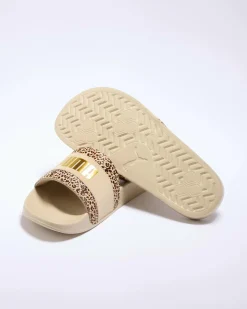 Slides*Puma Leadcat 2.0 Animal Flair Slide Sandals Alpine Snow-puma Gold