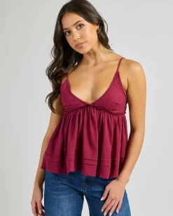 Tops*Mooloola Leah Top Burgundy