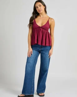 Tops*Mooloola Leah Top Burgundy