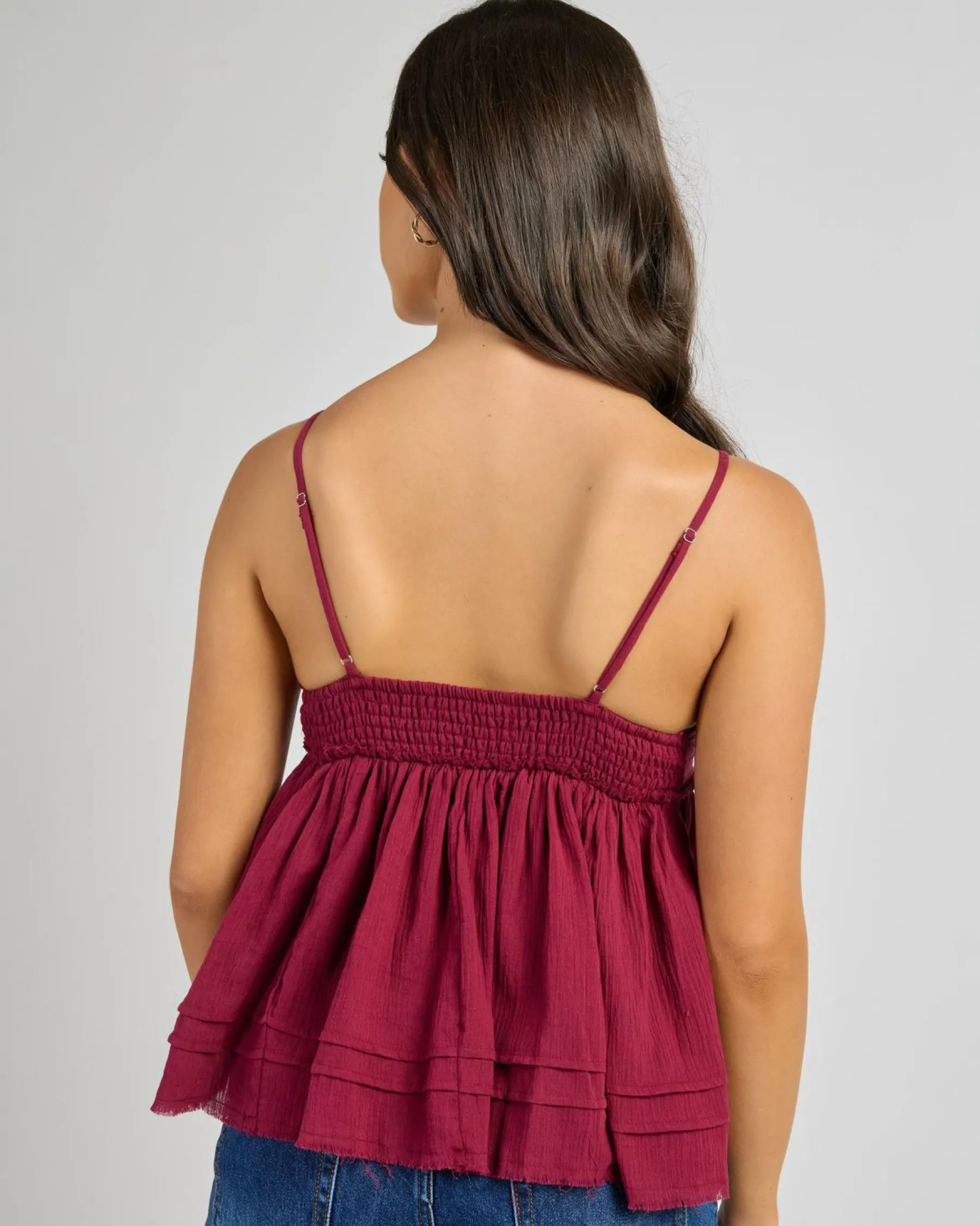 Tops*Mooloola Leah Top Burgundy