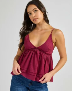 Tops*Mooloola Leah Top Burgundy